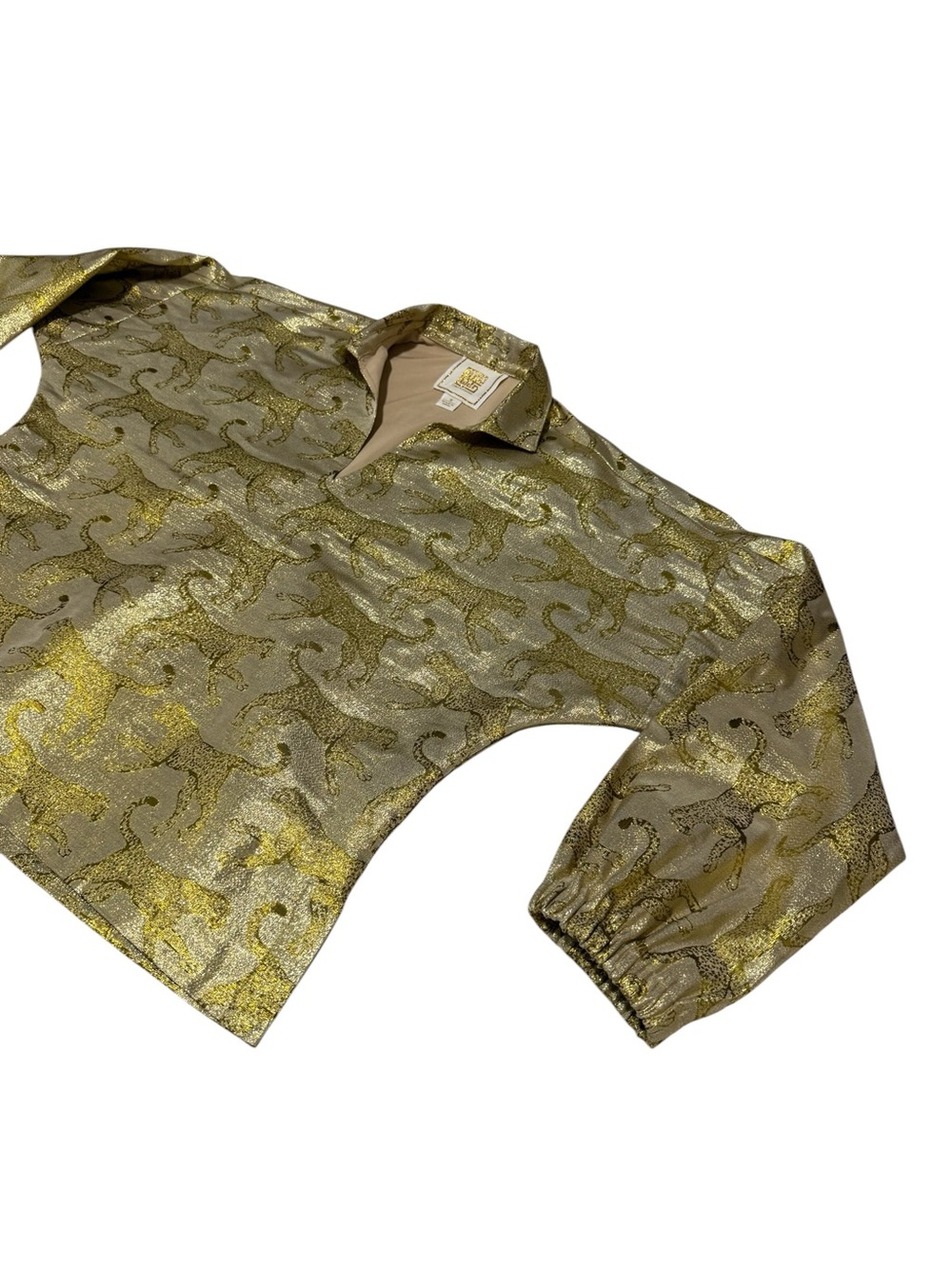 Emily McCarthy Gold POPPY POP-OVER - JAGUAR JACQUARD Size Small - Picture 6 of 10